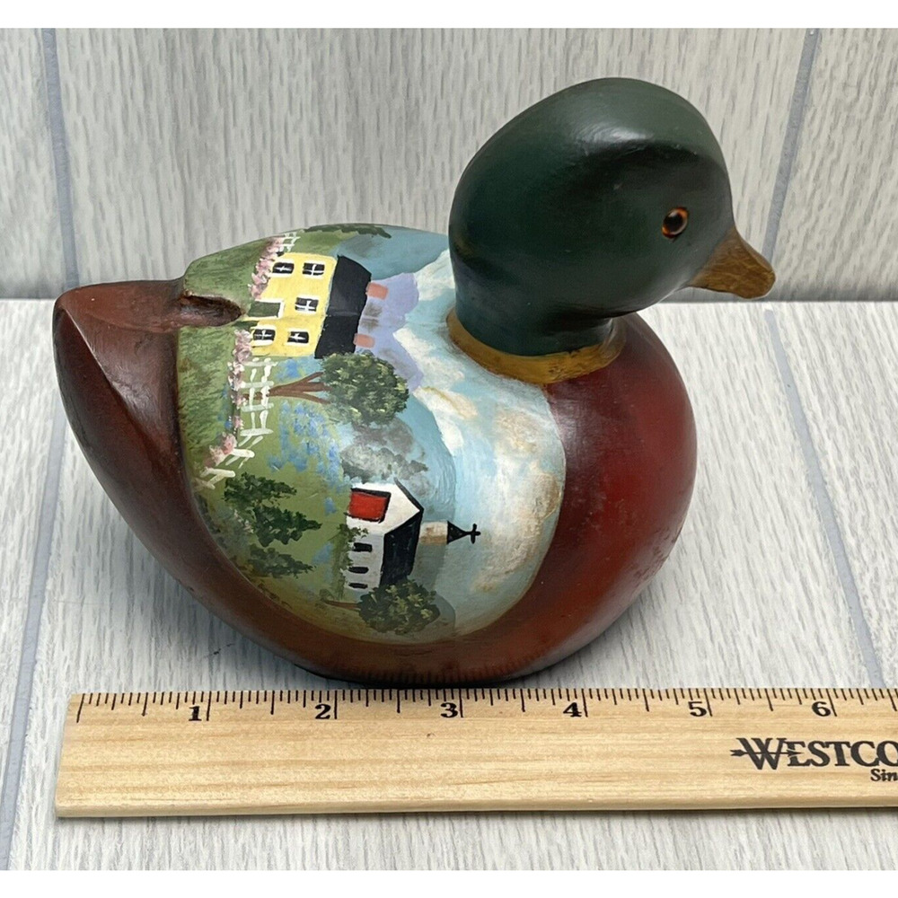 Vintage Hand Painted Duck Decoy House Fence‎ Church Barn Signed Sandy Wickes - Picture 10 of 11
